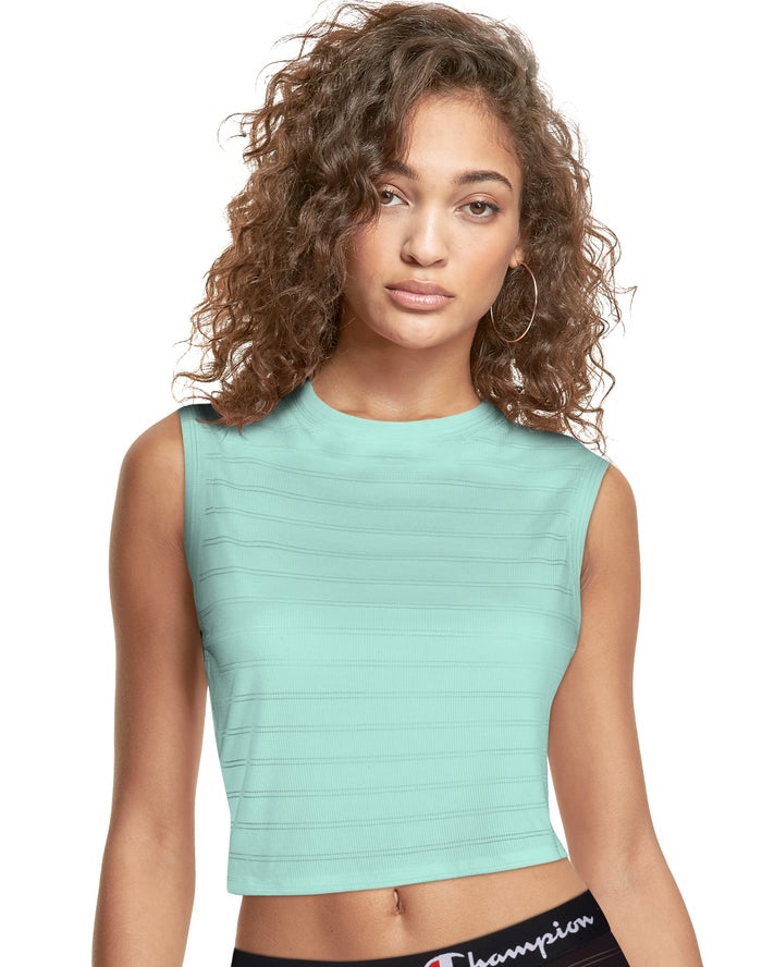 Champion Tanktop Dames - Groen - Cropped Ribbed ( 923168-UKY )